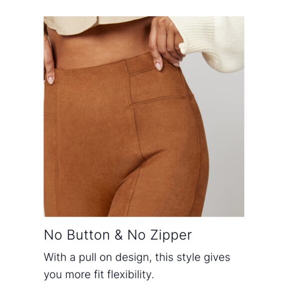 Spanx faux suede leggings small rich caramel NEW small - Picture 6 of 13